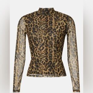 Ronny Kobo Collection Leopard Print Mesh Blouse